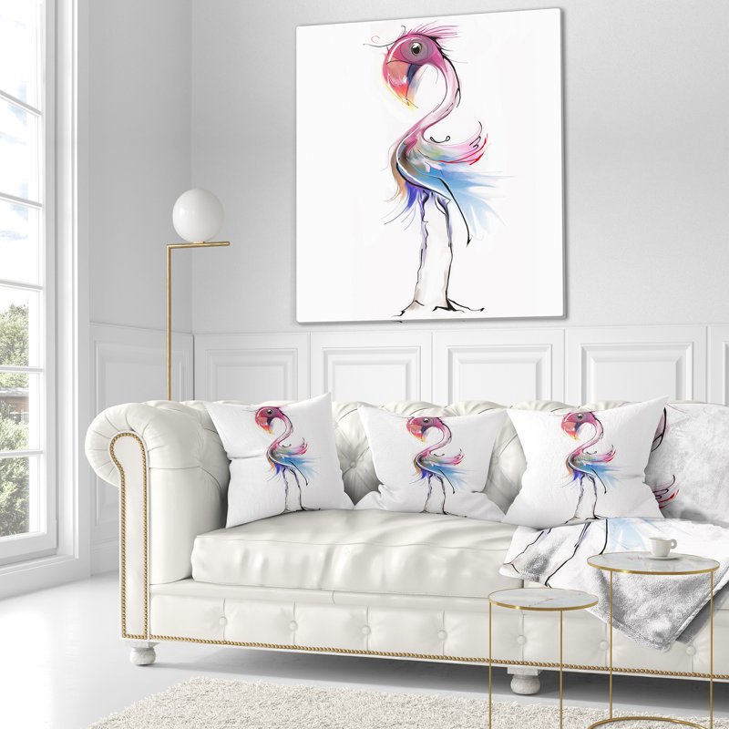 Flamant rose - Coussin imprimé animal, 16 po x 1 po, Coussin décoratif