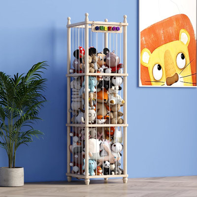 Organisateur de rangement de jouets en bois pour animaux en peluche, conception améliorée du filet de hamac en peluche pour hamac pour animaux, grand coffre à jouets pour animaux dans la chambre de la chambre de bébé (XL)