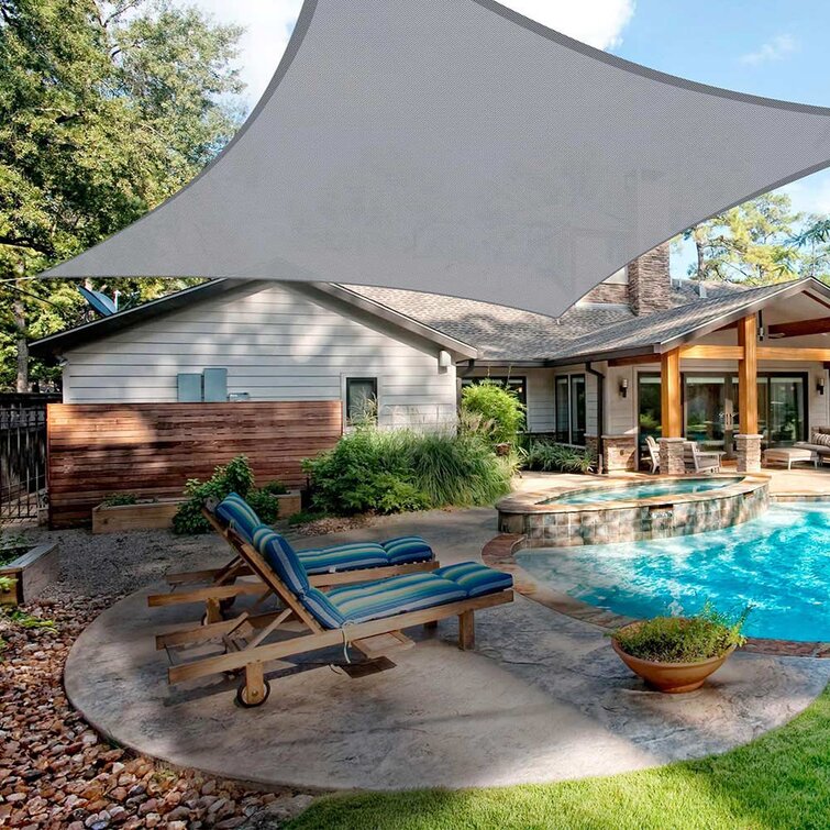 16x12FT Outdoor Patio Rectangle Sun Sail Shade Cover Canopy Top Shelter W/  Rope