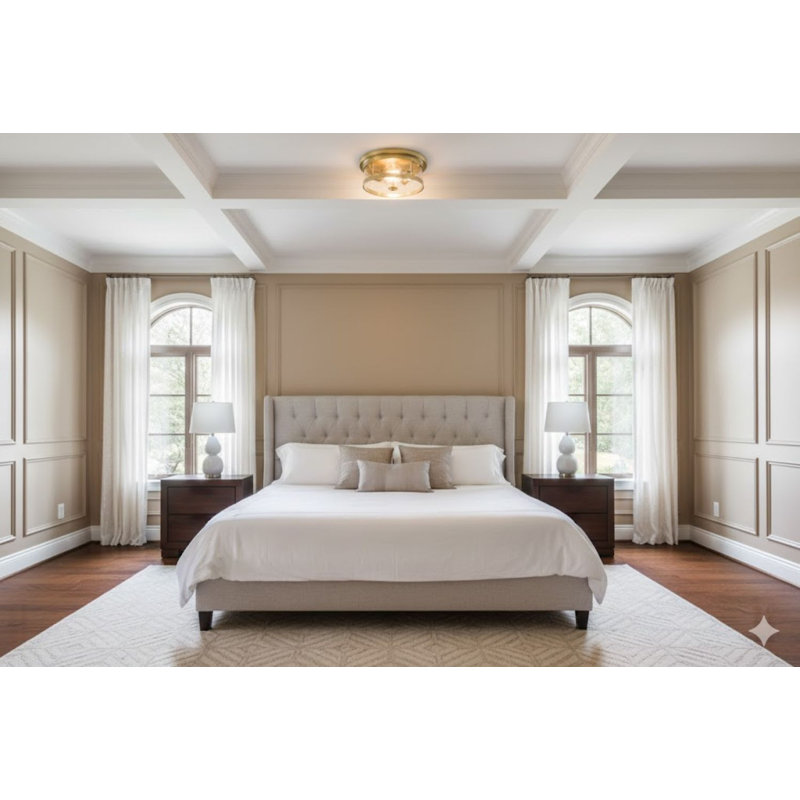 Transitional 2 Light Round Flush Mount, Gold