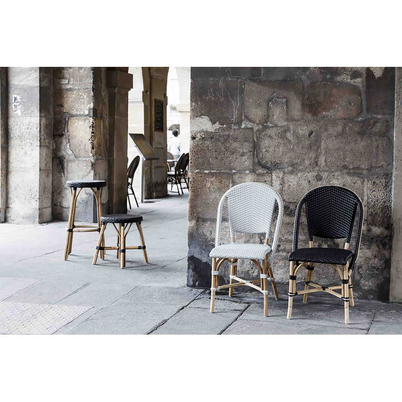 Chaise d'appoint en rotin Popplestone Sofie, Noir à pois blancs