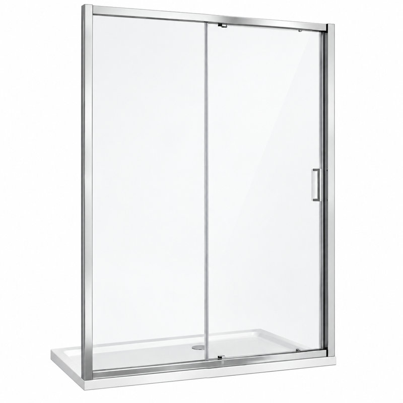 Flora Single Added Framed Shower Door with Clear Glass, 195cm H x 160cm W x 1cm D