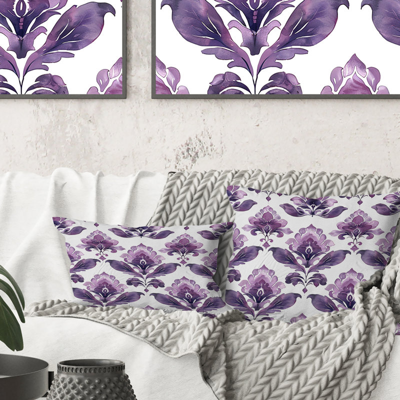 Coussin lombaire mauve damassé Elegance