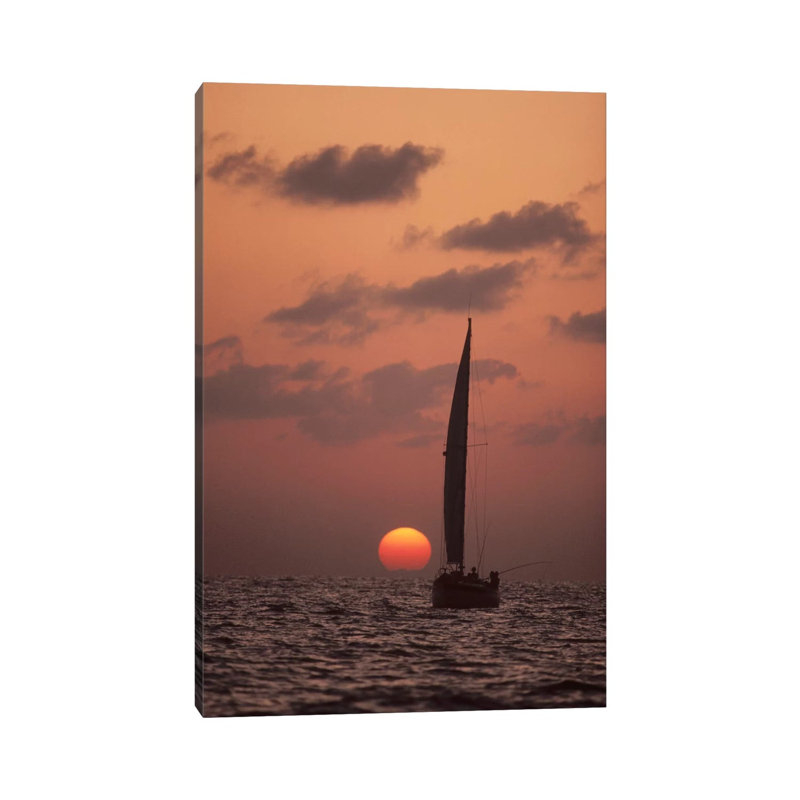 Sailboat Adrift at Sunset, Sri Lanka 1 Piece Wrapped Canvas Wall Art, 30.48 cm H x 45.72 cm W