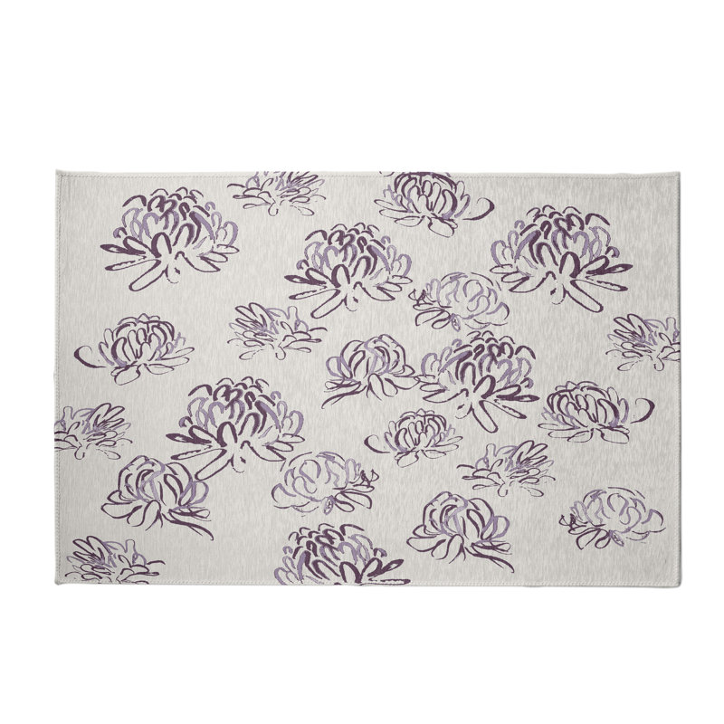 Tapis décoratif florale pourpre/gris alvordton, Rectangle 4 pi x 6 pi