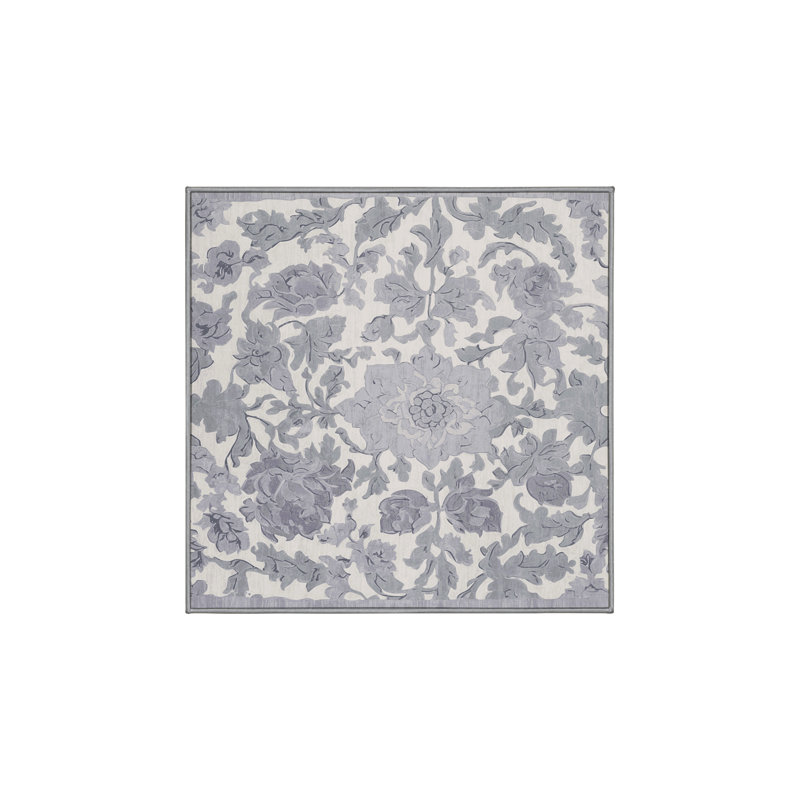 Machine Washable Gray Area Rug, Square 4'
