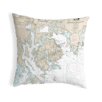 Nautical Map Outdoor Reversible Throw Pillow