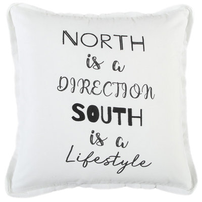 Coussin décoratif noir et blanc North South Font Play