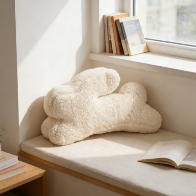 1pc Adorable Easter Bunny Plush Pillow - Soft Rabbit Shaped Cushion for Sofa, Bed, Living Room Decor, Off-White, 21.65*15.75*5.91 Inches, Vacuum Packed，Pillow Cover Invisible Zipper, Removable &Washable