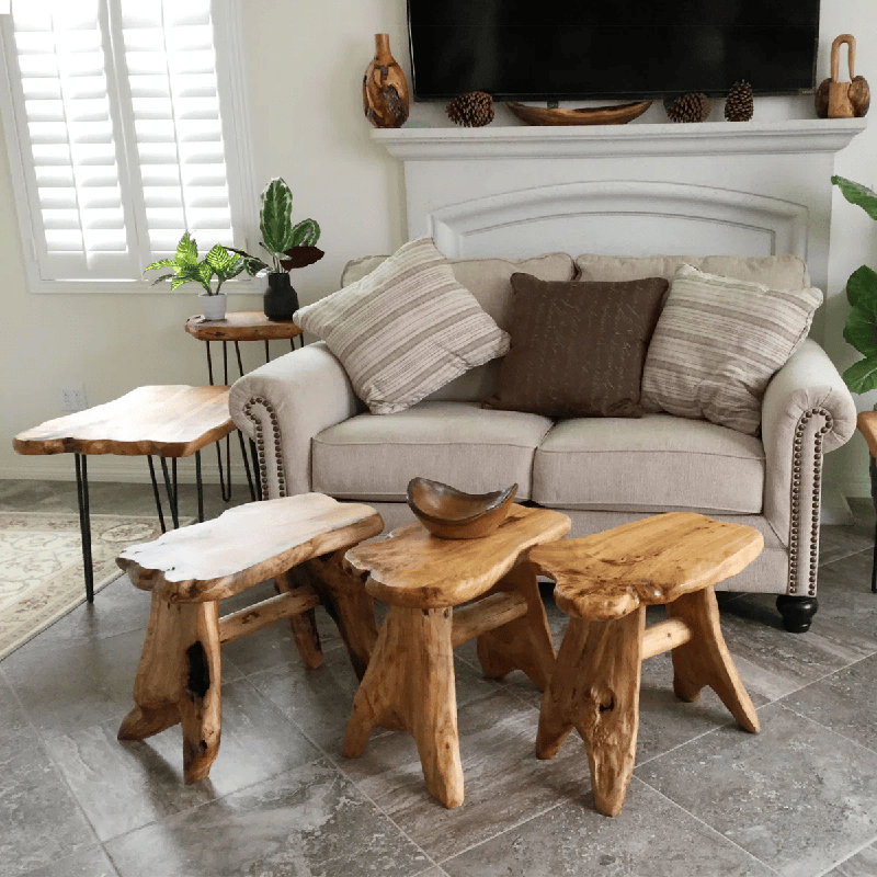 Tabouret à pieds en bois massif, petit repose-pieds carré en bois, support pour plante, tabouret d'appoint en bois