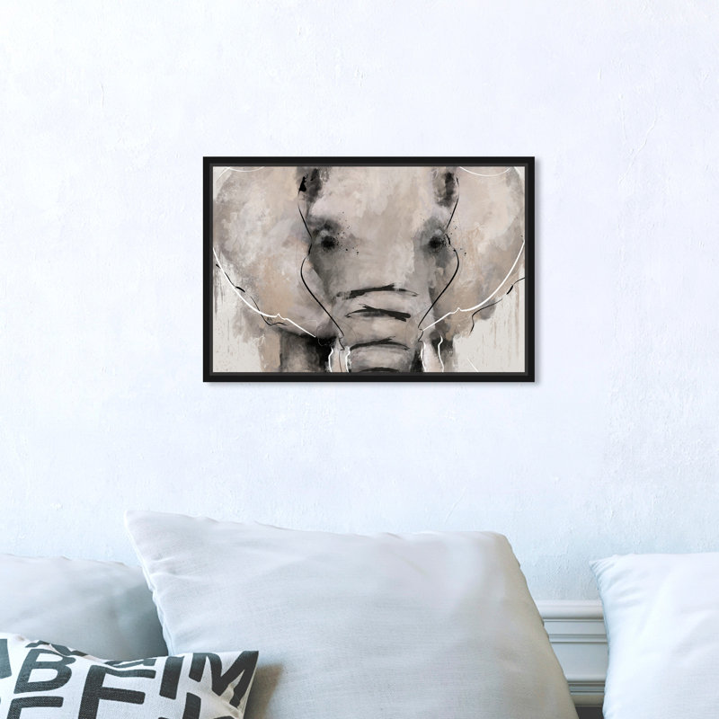«Animals Abstract Elephant Zoo and Wild Animals» par Oliver Gal - reproduction d'art sur toile, H 24 po x l 36 po, Noir