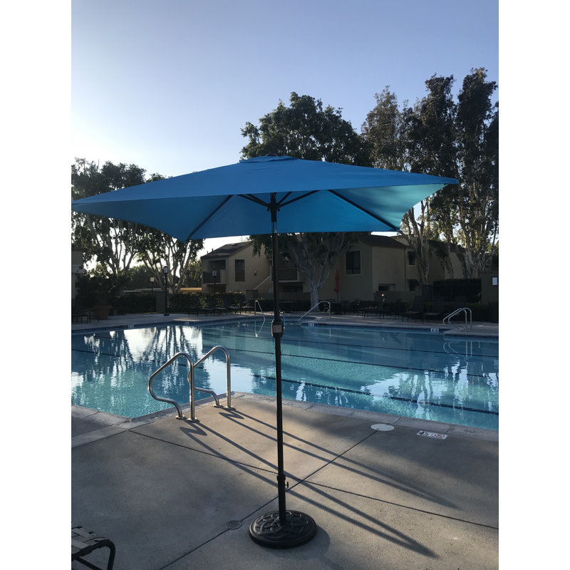 Parasol carré en polyester 78 po Marla, Bouton-poussoir, Turquoise