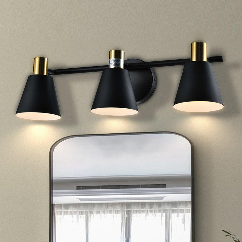 Éclairage pour meuble-lavabo à 3 lumières à intensité variable noir / or Lemmons