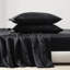 Drap de luxe divisé 7 pièces en satin 100% satin noir, texture douce et lisse, 1 plat, 2 ajustés, 4 taies d'oreiller froissées, doux,