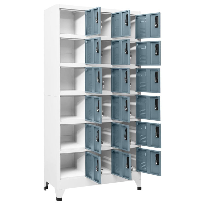 Metal 90cm Employee Locker with Key, Light Grey/Dark Grey