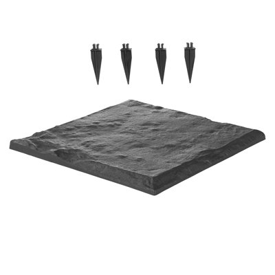 Decorative Stepping Stones with Stakes 15.5x15.5 in Walkway Pavers Grey