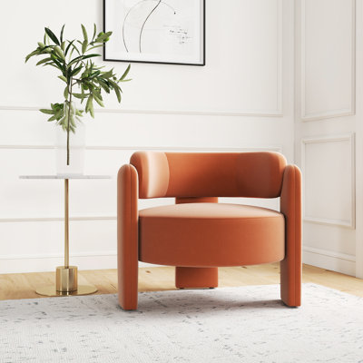 Modern Velvet Upholstered 3-legs Accent Armchair, set Of 1
