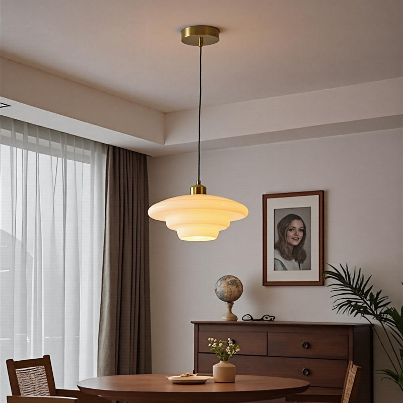 Luminaire suspendu à 1 lumière en verre de lait nordique