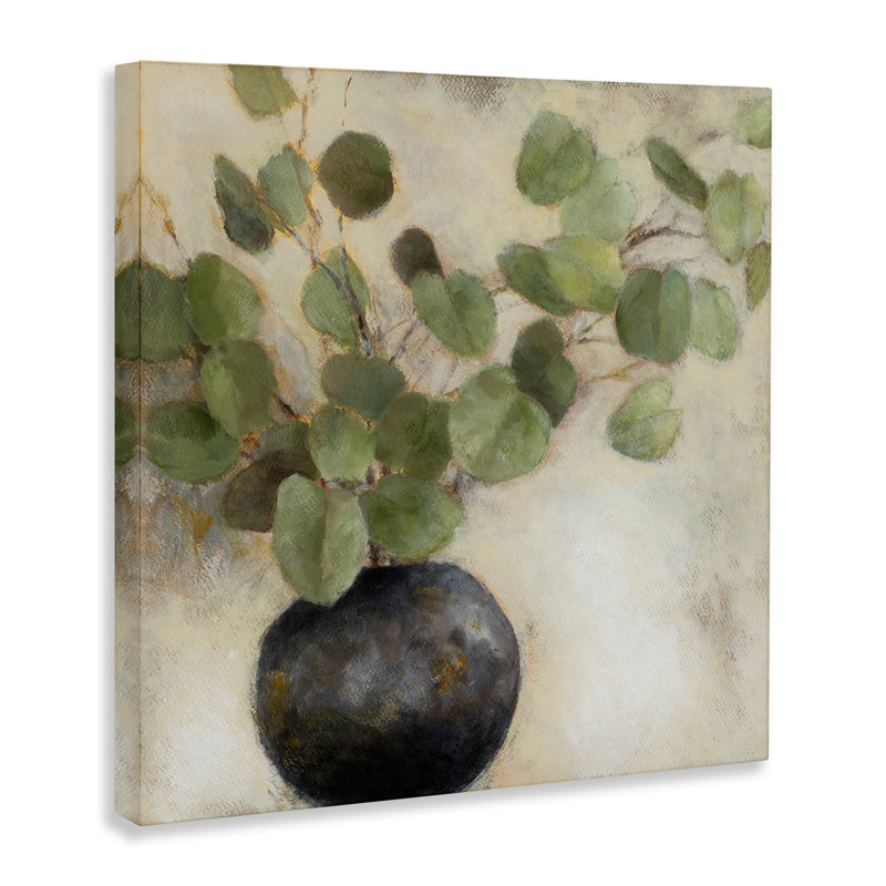 Green Eucalyptus Leaves Botanical Square Canvas with Wooden Frame