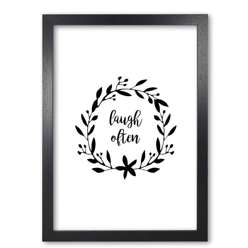Laugh Often Illustration - Print, 30 cm H x 21 cm W x 5 cm D, Black Grain Frame