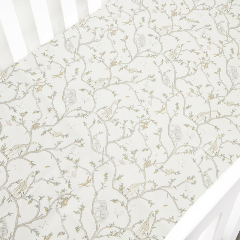 Animal Parade Crib Sheet, Ivory