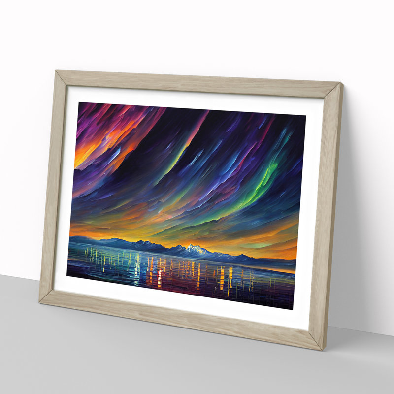 Special Aurora Borealis Vol.2 Abstract - Single Picture Frame Painting, 46cm H x 64cm W x 2cm D, Oak