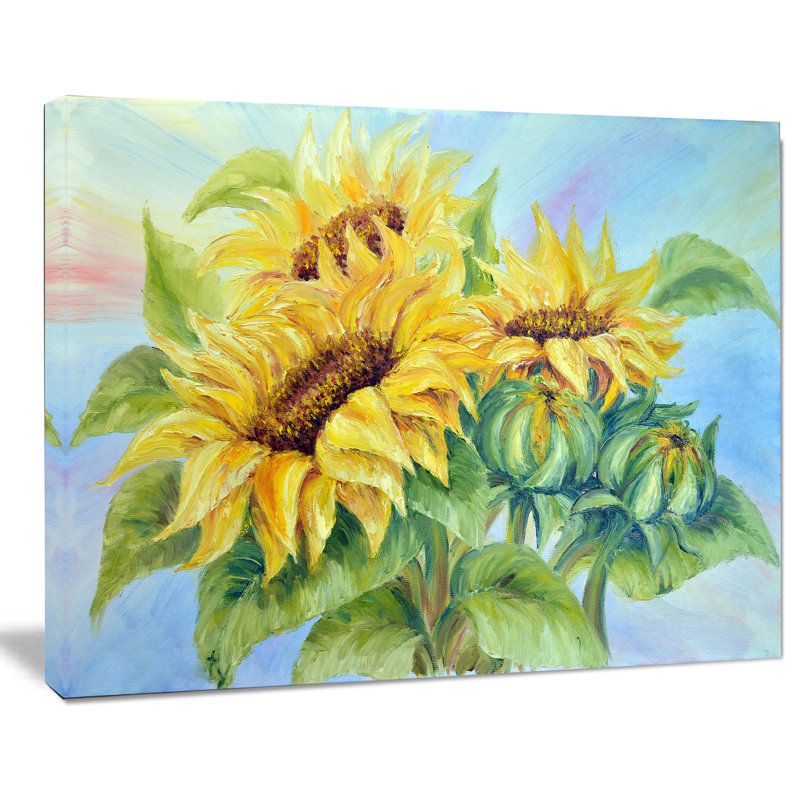 Trois tournesols - impression sur toile tendue, H 30 po x l 40 po
