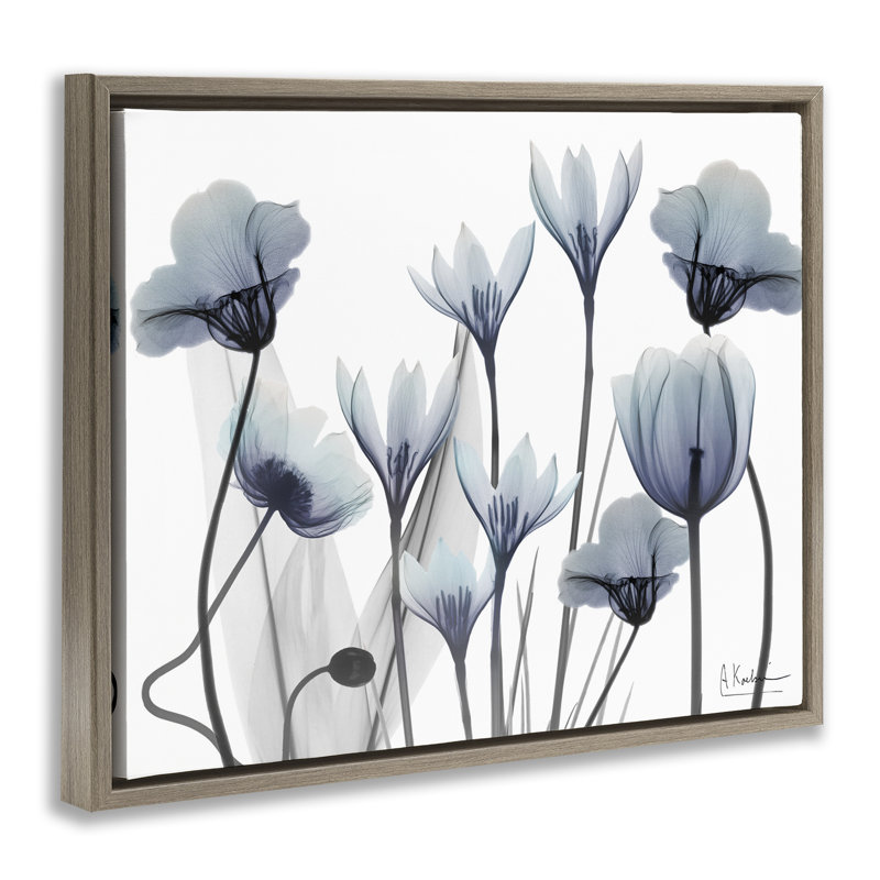 Cadre flottant Delicate Mixed Chic Blooms, design par Albert Koetsier, Cadre flottant orme Montalcino, H 17 po x l 21 po