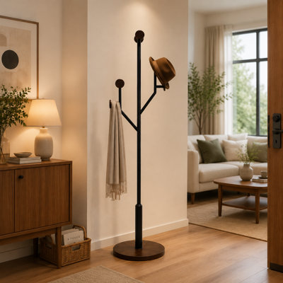 Portemanteau sur pied moderne avec 8 crochets pour vestibule, couloir et chambre à coucher