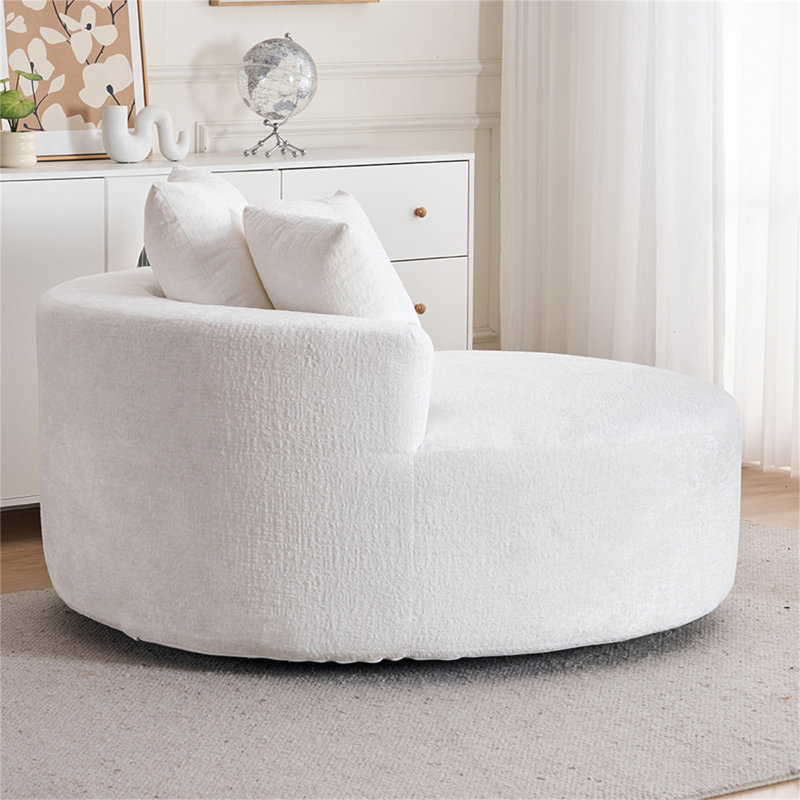 Fauteuil demi-tonneau pivotant Chenille, Beige
