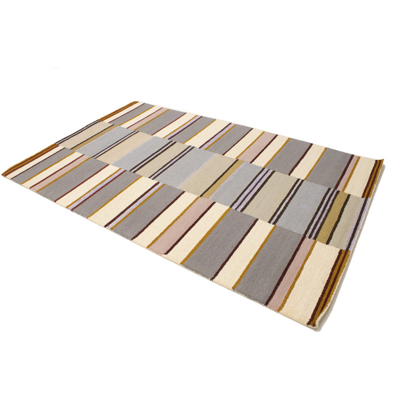 Tapis rectangulaire en laine touffeté à la main multicolore