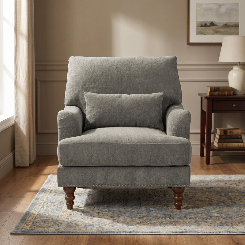 Fauteuil rembourré, Chenille brun clair