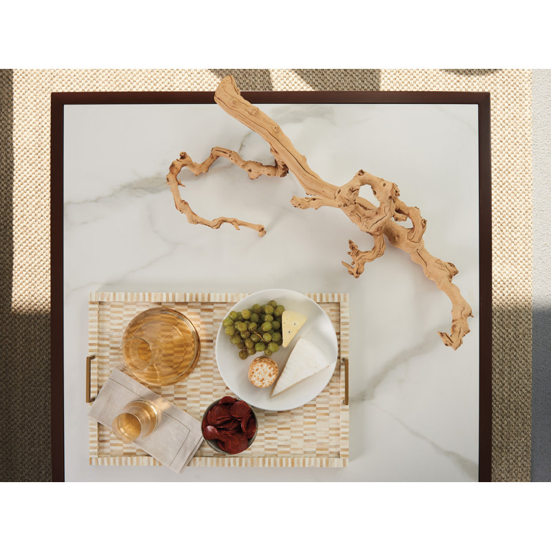 Abaco 42'' English Walnut Look Square Cocktail Table with Sintered Stone Top