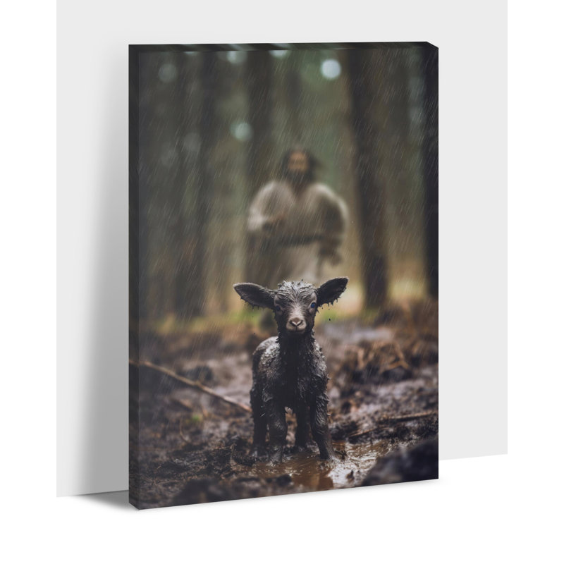 «Jesus and Lamb on Canvas» par Jesus, reproduction, H 48 po x l 32 po x P 1,5 po