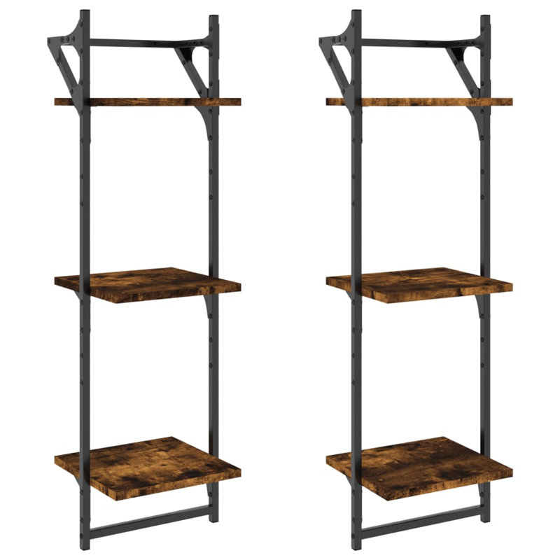 2 Piece Tiered Shelf, Smoked Oak