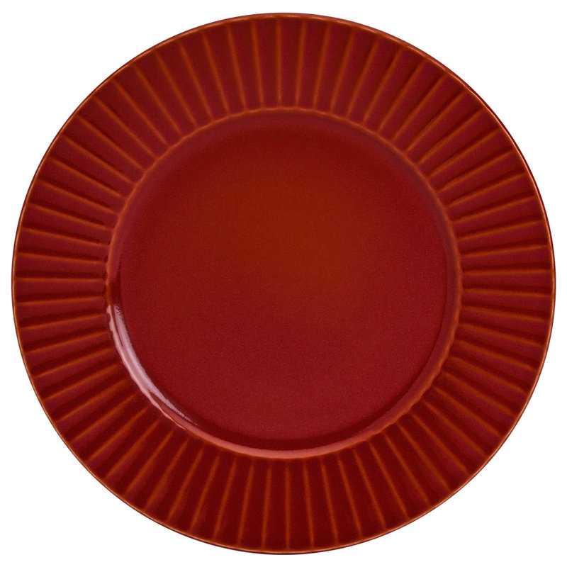 Tabletops Gallery Richmond Collection- 12 Piece Stoneware Embossed Dinnerware Set, Red