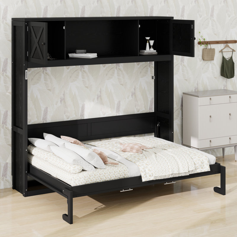 Wall-Mounted Murphy Bed With Integrated Storage System