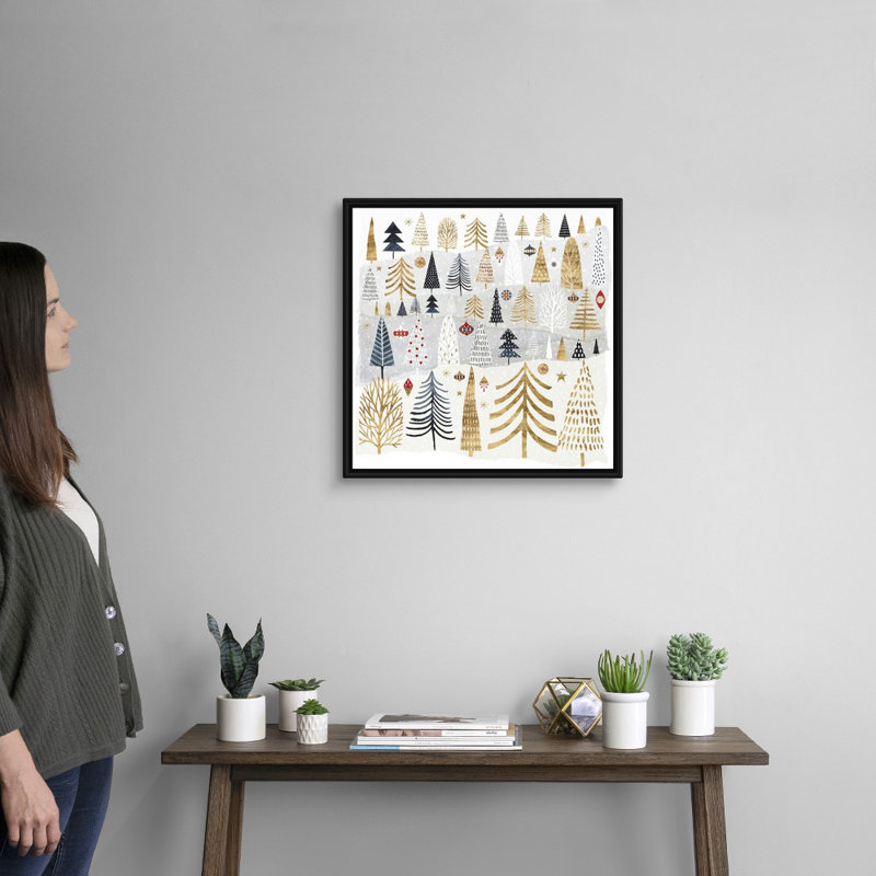 «Christmas Chalet III» par Victoria Borges - reproduction d'art sur toile, Cadre noir, 22" H x 22" W x 1.75" D