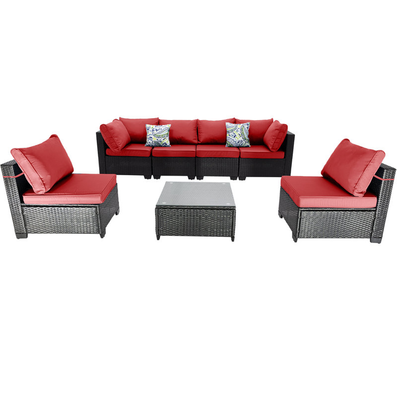 Canapé d'extérieur en bois de 53 po avec coussins Sunbrella® Merri, Rouge, Noir