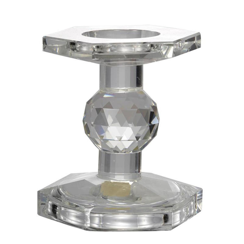 Crystal Tabletop Candlestick, 4.5'' H X 4.3'' W X 3.8'' D