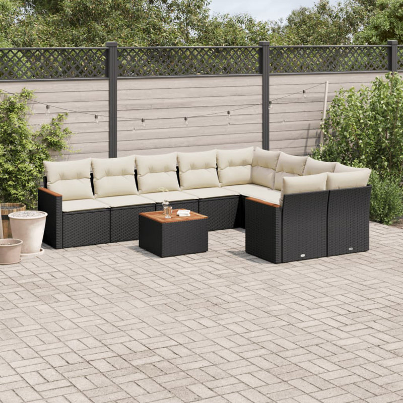 Ensemble de canapé de jardin Vidaxl noir, blanc crème