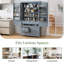 Grande armoire de rangement autoportante en bois avec 8 portes, 3 tablettes réglables, 7 tiroirs et 8 supports à vin-1820950530