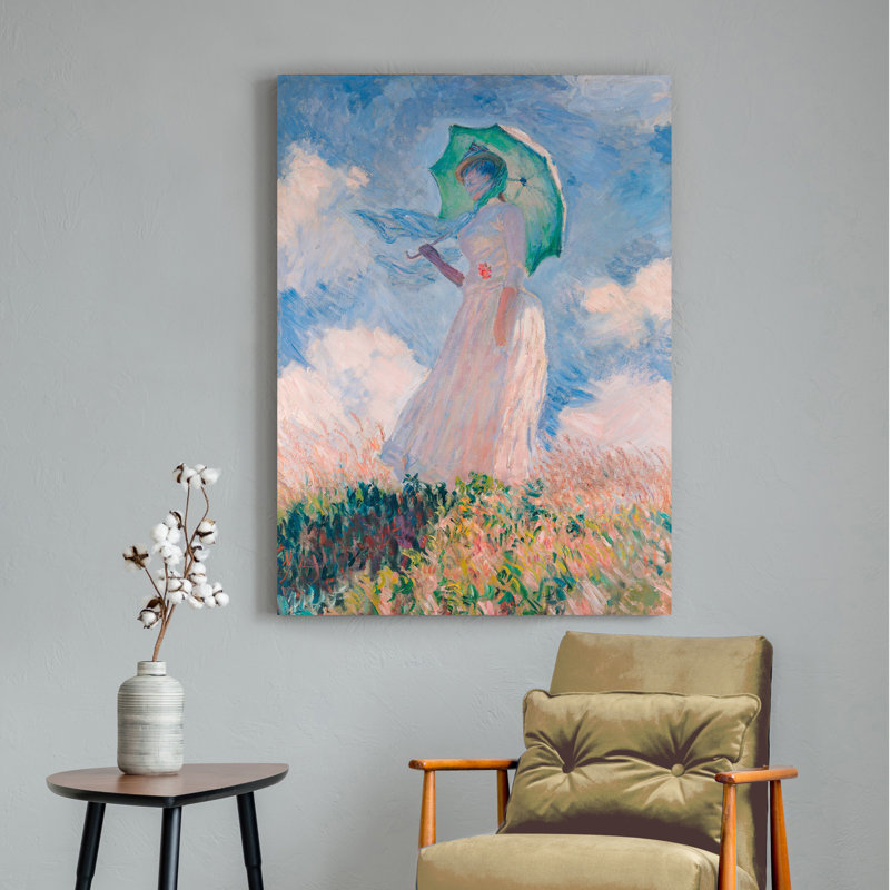 Woman With Parasol by Claude Monet - Wrapped Canvas Painting, 80cm H x 60cm W x 4cm D
