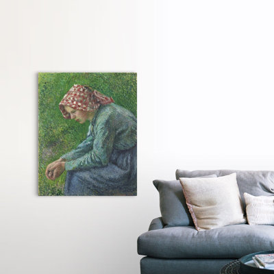 " A Seated Peasant Woman " by Camille Pissarro Painting Print