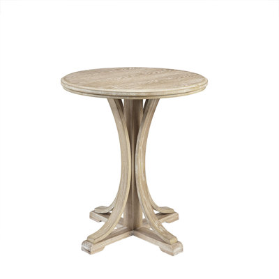 Accent Table 21.0"L x 21.0"W x 24.0"H Solid Wood 1 Piece Table Natural Bedford round accent table