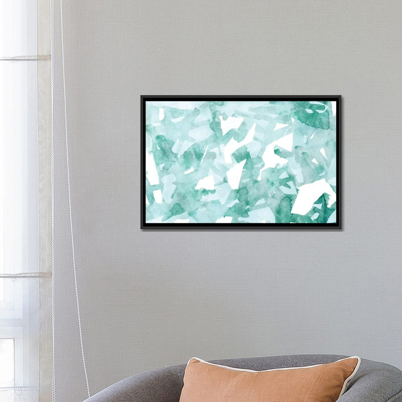 « aquarelle geo », impression sur toile, Toile avec cadre noir, Pas de tapis, H 32 po x l 48 po x P 1,5 po