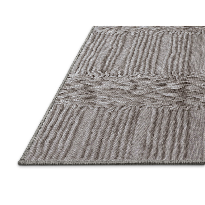 Machine Washable Gray Area Rug, Runner 2' x 4'