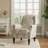 Duward Damask White Floral Upholstered Wingback Accent Chair with Nailhead Trim-1034399808