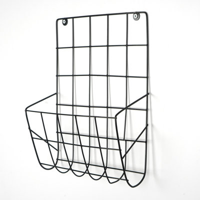 Organisateur mural durable Krickeline, métal noir, 10,2 po x 11,4 po x 3,9 po | Fabrication 100% métal, conception peu encombrante | Idéal pour le bureau à domicile, le vestibule ou l'organisation de la classe, solution de rangement élégante et fonc