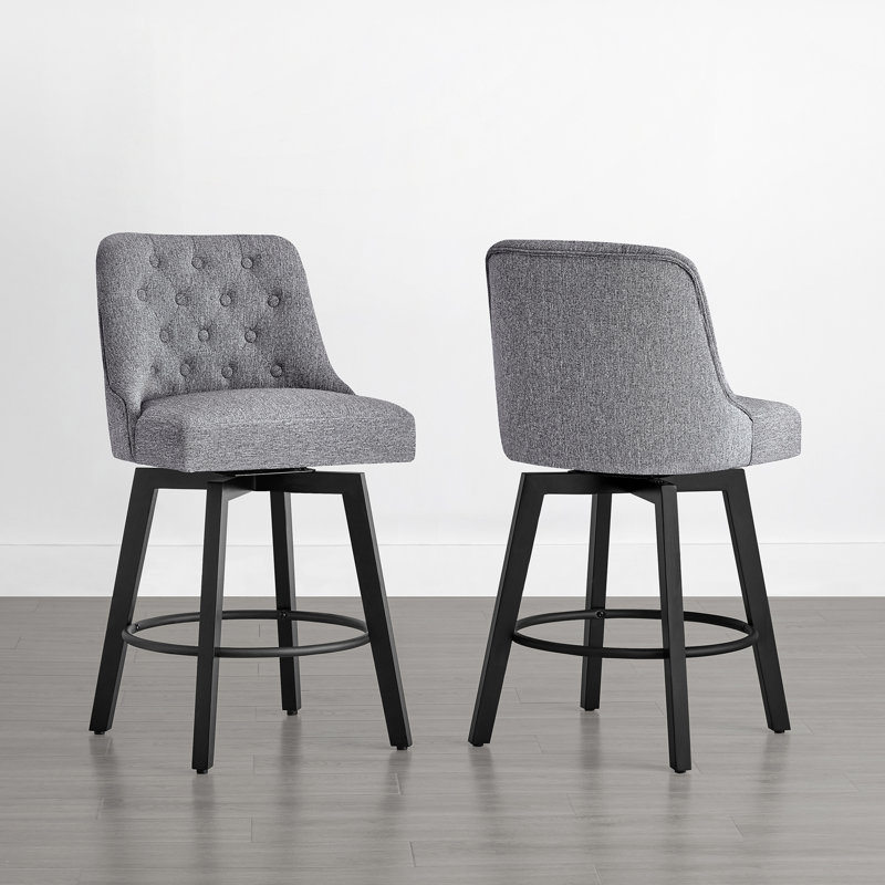 Arjean Swivel Upholstered Counter Stool, Fog Gray